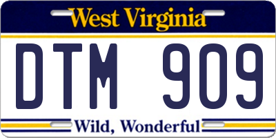 WV license plate DTM909