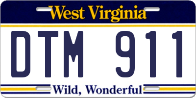 WV license plate DTM911