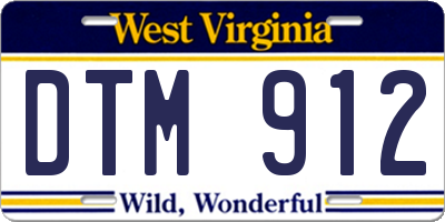 WV license plate DTM912