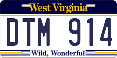 WV license plate DTM914