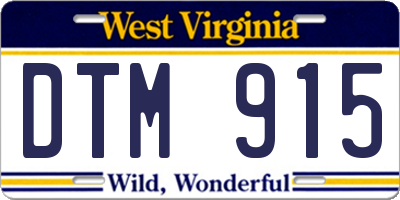 WV license plate DTM915