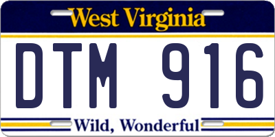 WV license plate DTM916