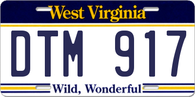 WV license plate DTM917