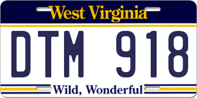 WV license plate DTM918