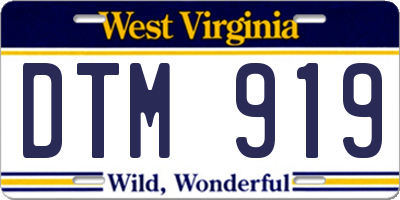 WV license plate DTM919