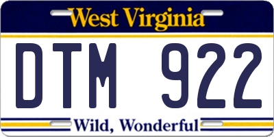 WV license plate DTM922