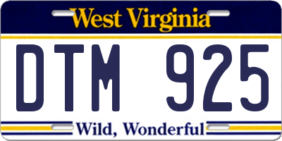 WV license plate DTM925