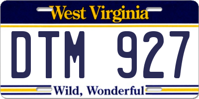 WV license plate DTM927