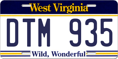 WV license plate DTM935