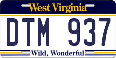 WV license plate DTM937