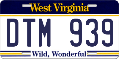 WV license plate DTM939