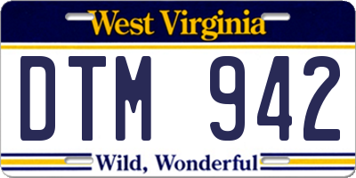 WV license plate DTM942