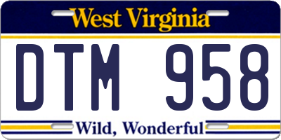 WV license plate DTM958