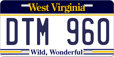 WV license plate DTM960