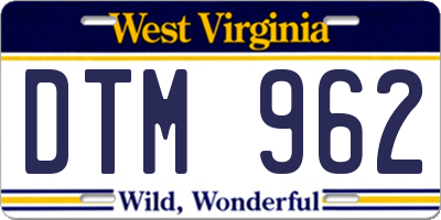 WV license plate DTM962