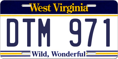 WV license plate DTM971