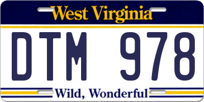 WV license plate DTM978