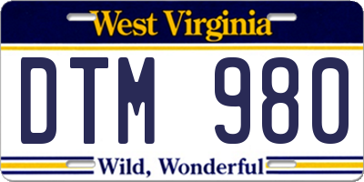WV license plate DTM980