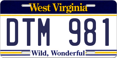 WV license plate DTM981