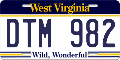 WV license plate DTM982