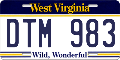 WV license plate DTM983