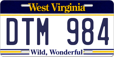 WV license plate DTM984