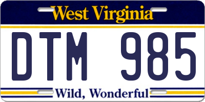 WV license plate DTM985