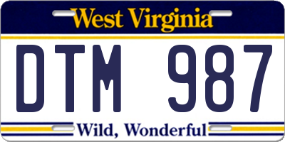 WV license plate DTM987