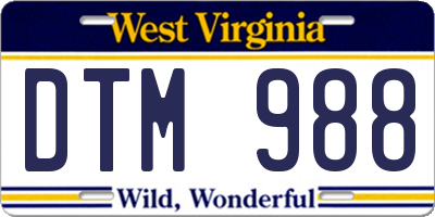 WV license plate DTM988