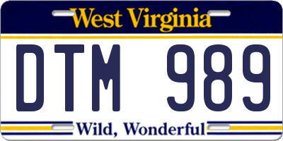 WV license plate DTM989
