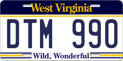 WV license plate DTM990