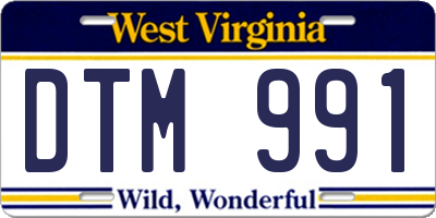 WV license plate DTM991