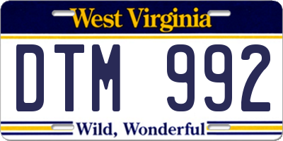 WV license plate DTM992