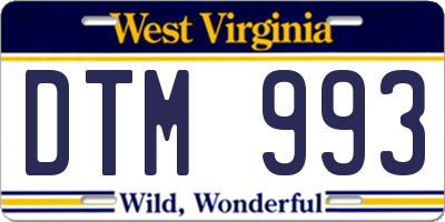 WV license plate DTM993