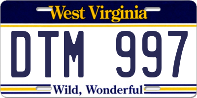 WV license plate DTM997
