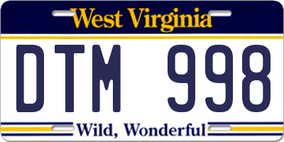 WV license plate DTM998