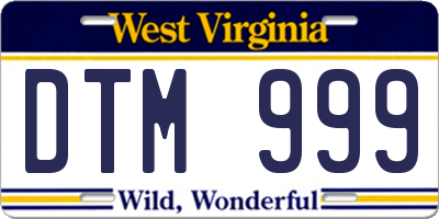 WV license plate DTM999