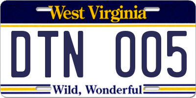 WV license plate DTN005