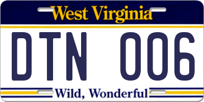 WV license plate DTN006