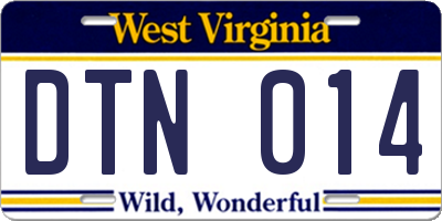 WV license plate DTN014