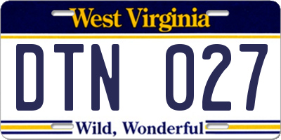 WV license plate DTN027