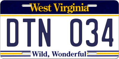 WV license plate DTN034