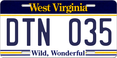WV license plate DTN035