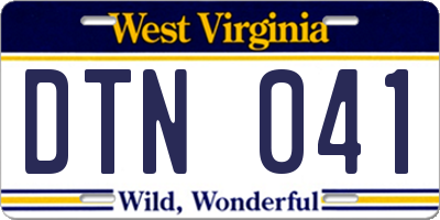 WV license plate DTN041