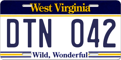 WV license plate DTN042
