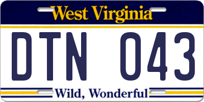 WV license plate DTN043