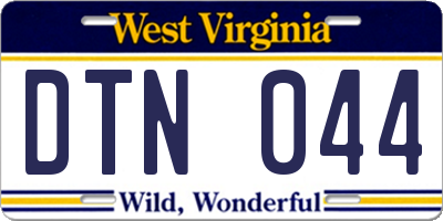 WV license plate DTN044