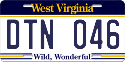 WV license plate DTN046