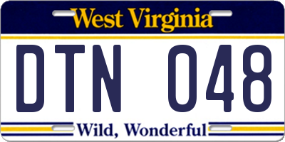 WV license plate DTN048