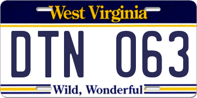 WV license plate DTN063